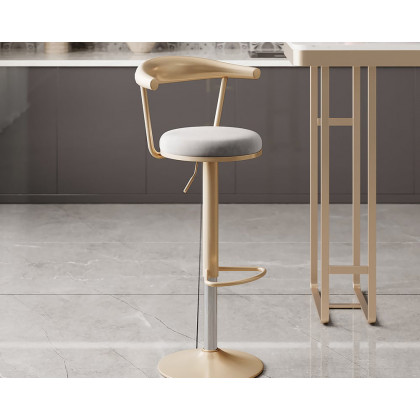 HMR Modern Adjustable Swivel Bar Stools with Velvet Upholstery (Set of 8) - Gray