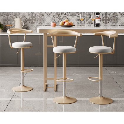 HMR Modern Adjustable Swivel Bar Stools with Velvet Upholstery (Set of 8) - Gray