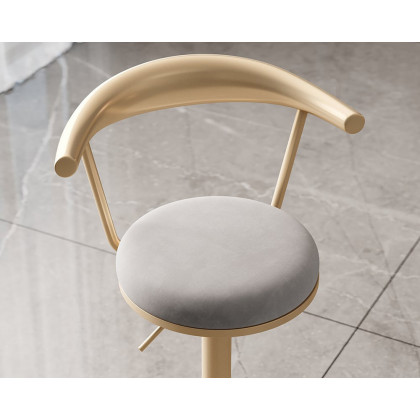 HMR Modern Adjustable Swivel Bar Stools with Velvet Upholstery (Set of 8) - Gray