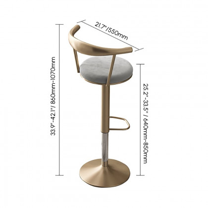 HMR Modern Adjustable Swivel Bar Stools with Velvet Upholstery (Set of 8) - Gray