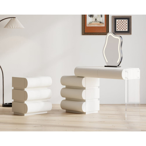 HMR Humply Makeup Vanity Set - White, With Nightstand, 3 Drawers