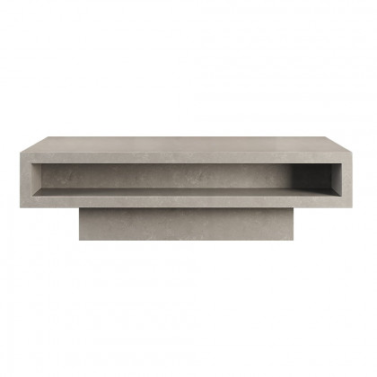 HMR - Japandi Rectangle Concrete Gray Coffee Table with 2 Drawers & Open Storage