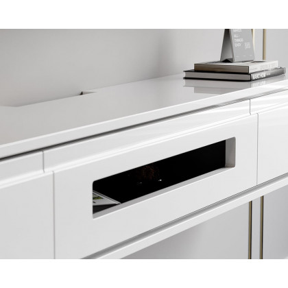 HMR Smooth TV Stand Postmodern Minimalist Floating Media Console with Storage - White, 59"W x 9.4"D x 8.3"H