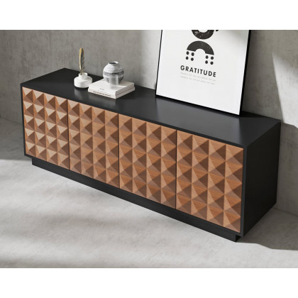 HMR - 70.9" Modern Black & Natural Tall TV Stand with Storage for 75 inch tv
