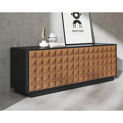 HMR - 70.9" Modern Black & Natural Tall TV Stand with Storage for 75 inch tv