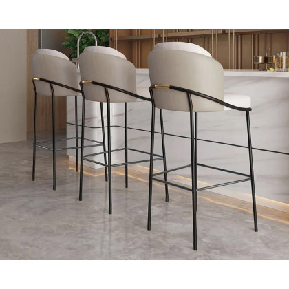 HMR Linenic Series Modern PU Leather Bar Stools - Gray, 20.9"L x 20.9"W x 41.3"H, 8-Pieces