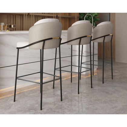 HMR Linenic Series Modern PU Leather Bar Stools - Gray, 20.9"L x 20.9"W x 41.3"H, 8-Pieces
