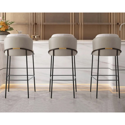 HMR Linenic Series Modern PU Leather Bar Stools - Gray, 20.9"L x 20.9"W x 41.3"H, 8-Pieces