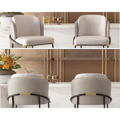 HMR Linenic Series Modern PU Leather Bar Stools - Gray, 20.9"L x 20.9"W x 41.3"H, 8-Pieces