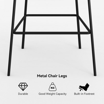 HMR Linenic Series Modern PU Leather Bar Stools - Gray, 20.9"L x 20.9"W x 36.2"H, 1-Piece
