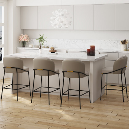 HMR Linenic Series Modern PU Leather Bar Stools - Gray, 20.9"L x 20.9"W x 36.2"H, 1-Piece