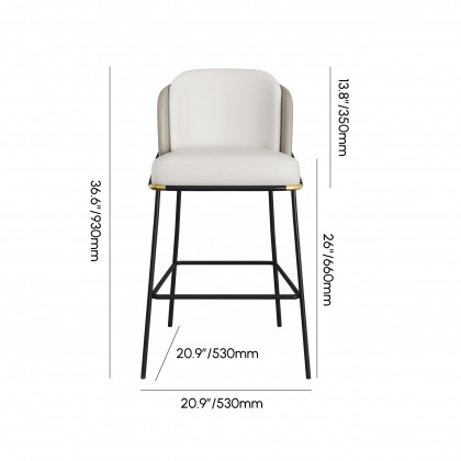 HMR Linenic Series Modern PU Leather Bar Stools - Gray, 20.9"L x 20.9"W x 36.2"H, 1-Piece