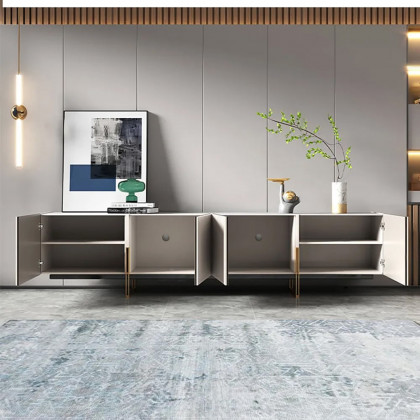 HMR Grovyn TV Stand & Nesting Coffee Table Set - Off-White, 86.6"W x 15.7"D x 23.6"H