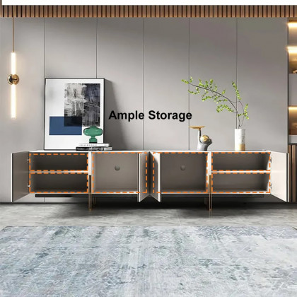 HMR Grovyn TV Stand & Nesting Coffee Table Set - Off-White, 86.6"W x 15.7"D x 23.6"H