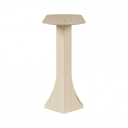 HMR - 39.4" Oval Travertine Stone Console Table Modern Entryway Table with Abstract Base