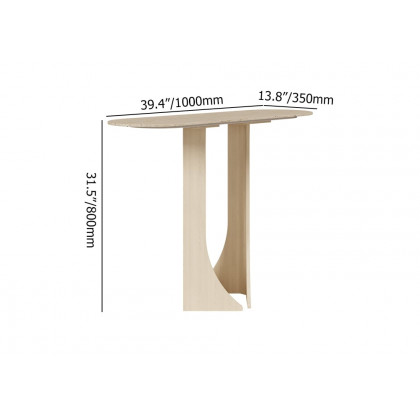 HMR - 39.4" Oval Travertine Stone Console Table Modern Entryway Table with Abstract Base