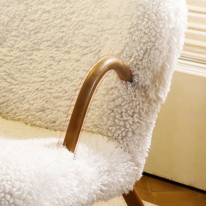 HMR - White Boucle Upholstery Rocking Chair Solid Wood Accent Chair in Walnut