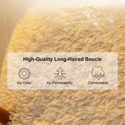 HMR - White Boucle Upholstery Rocking Chair Solid Wood Accent Chair in Walnut
