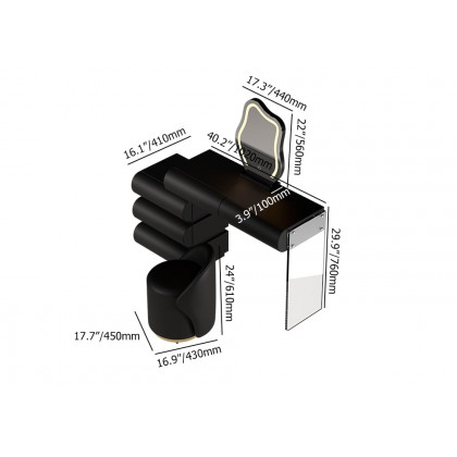 HMR Humply Leather Makeup Vanity Set with Mirror & Lights (40"-53") - Black