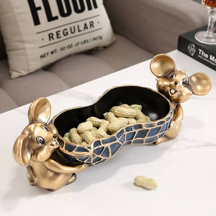 HMR - Creative Gold Cute Mouse Storage Tray Modern Home Decoration Storage Ornaments