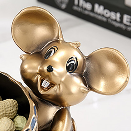 HMR - Creative Gold Cute Mouse Storage Tray Modern Home Decoration Storage Ornaments