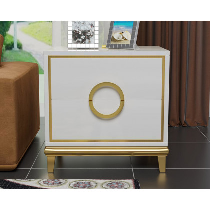 HMR Tile Modern Nightstand with 2 Drawers (Set of 2) - White