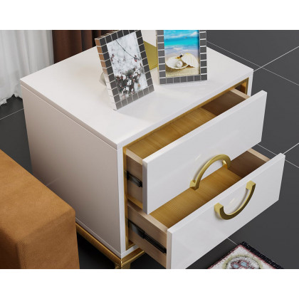 HMR Tile Modern Nightstand with 2 Drawers (Set of 2) - White