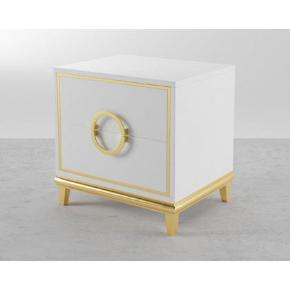 HMR Tile Modern Nightstand with 2 Drawers (Set of 2) - White