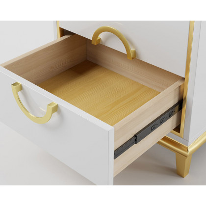 HMR Tile Modern Nightstand with 2 Drawers (Set of 2) - White