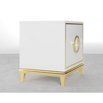 HMR Tile Modern Nightstand with 2 Drawers (Set of 2) - White