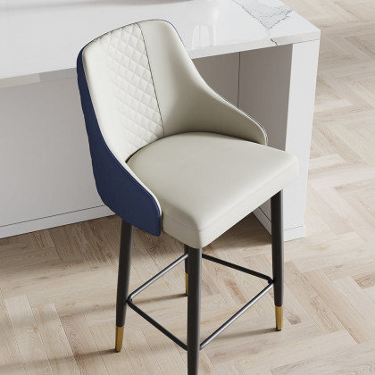 HMR Diamic Series Modern Counter Stools with PU Leather Upholstery - Blue, 4-Pieces