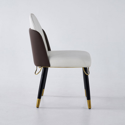 HMR - Dining Set 79" Modern Rectangle Sintered Stone Dining Table Gold with 8 Chairs