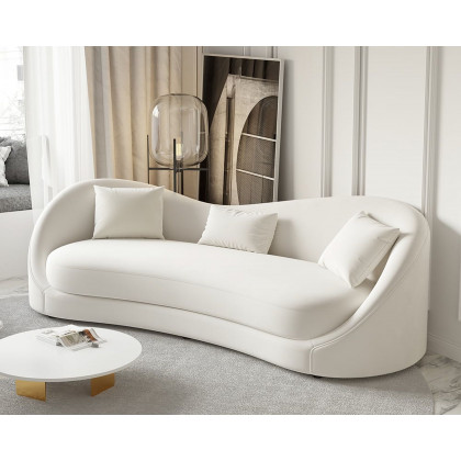 HMR - 84" Luxury Velvet Upholstered 3-Seater Sofa with Solid Wood Frame