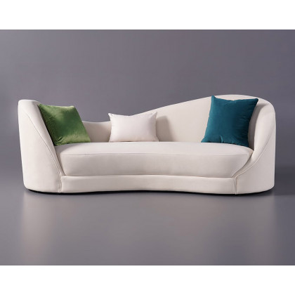 HMR 84" Luxury Velvet Upholstered 3-Seater Sofa with Solid Wood Frame - Off-White
