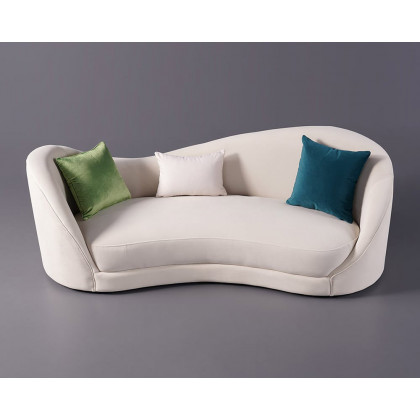 HMR 84" Luxury Velvet Upholstered 3-Seater Sofa with Solid Wood Frame - Off-White