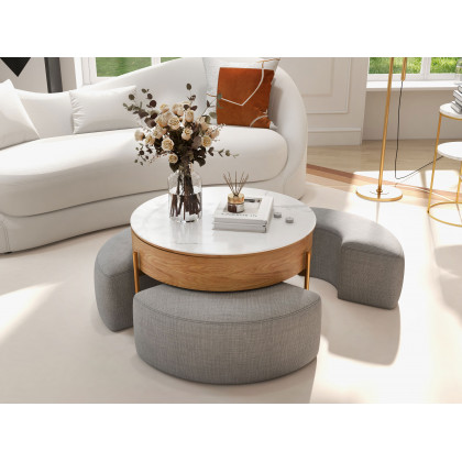 HMR 84" Luxury Velvet Upholstered 3-Seater Sofa with Solid Wood Frame - Off-White