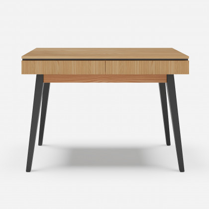 HMR - 43.30" Natural Modern Desk with 2 Drawers & Tapered Legs