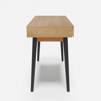 HMR - 43.30" Natural Modern Desk with 2 Drawers & Tapered Legs