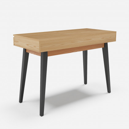HMR - 43.30" Natural Modern Desk with 2 Drawers & Tapered Legs