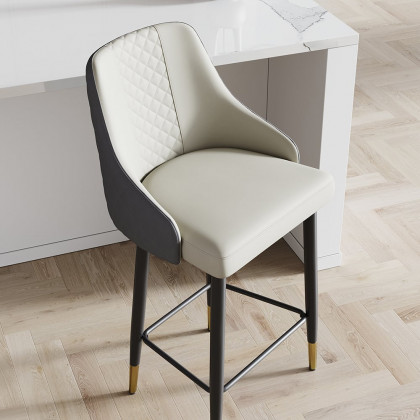 HMR Diamic Series Modern Counter Stools with PU Leather Upholstery - Gray, 4-Pieces