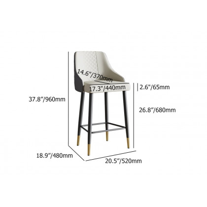 HMR Diamic Series Modern Counter Stools with PU Leather Upholstery - Gray, 4-Pieces