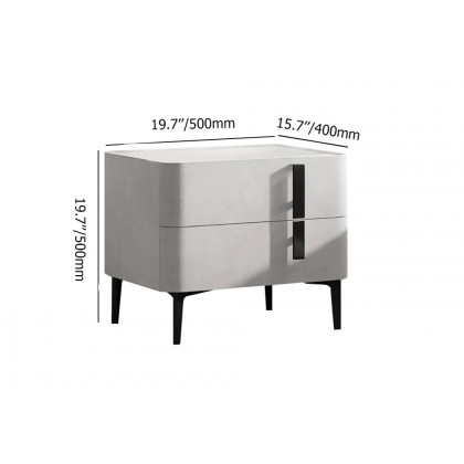 HMR Modern Nightstand with Drawers & Sintered Stone Top Freestanding Bedside Table - Gray, Right Hand