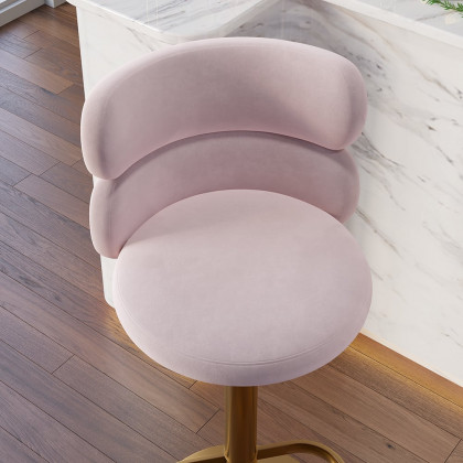 HMR Affordable Luxury Modern Adjustable Swivel Bar Stools with Velvet Upholstery - Pink, 6-Pieces