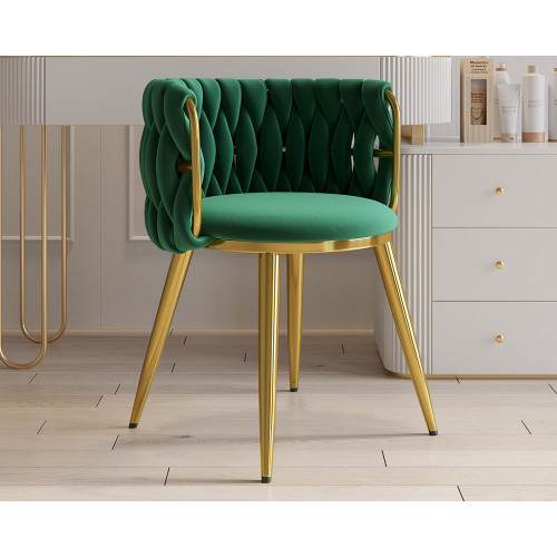 HMR Sweave Nordic Barrel Dining Chair with Velvet Upholstery (Set of 2) - Green