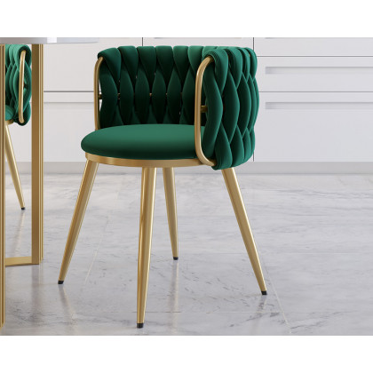 HMR Sweave Nordic Barrel Dining Chair with Velvet Upholstery (Set of 2) - Green