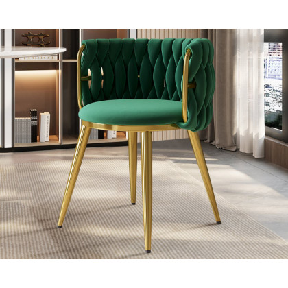 HMR Sweave Nordic Barrel Dining Chair with Velvet Upholstery (Set of 2) - Green