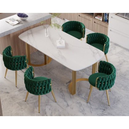 HMR Sweave Nordic Barrel Dining Chair with Velvet Upholstery (Set of 2) - Green