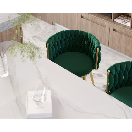 HMR Sweave Nordic Barrel Dining Chair with Velvet Upholstery (Set of 2) - Green