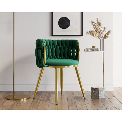 HMR Sweave Nordic Barrel Dining Chair with Velvet Upholstery (Set of 2) - Green
