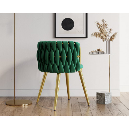 HMR Sweave Nordic Barrel Dining Chair with Velvet Upholstery (Set of 2) - Green